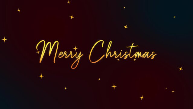 Merry Christmas animation celebration drawing text, gold animated text with bokeh colorful background