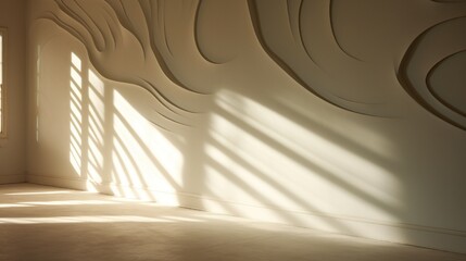 Swirling vortexes of light casting dynamic shadows on a featureless plastered wall.