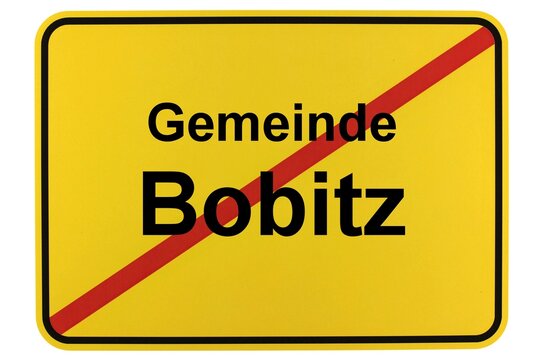 Illustration eines Ortsschildes der Gemeinde Bobitz in Mecklenburg-Vorpommern