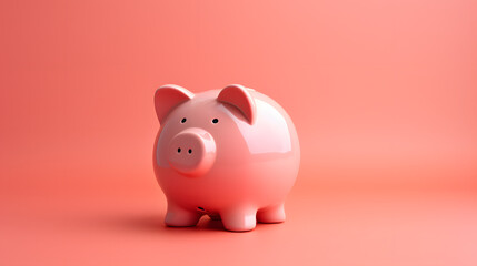 piggy bank with angled perspective isolated on a pink background. Generative AI