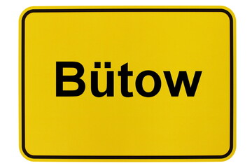 Illustration eines Ortsschildes der Gemeinde Bütow in Mecklenburg-Vorpommern