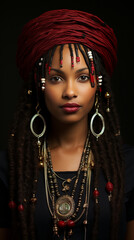 Naklejka na ściany i meble Eternal Beauty: The Youthful Charm of an Ethiopian Oromo Woman.
