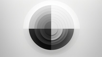 graphic circle with horizontal shades of gray, copy space, 16:9