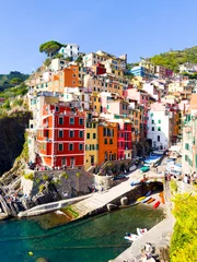 Acrylic prints Liguria Aerial photo of Riomaggiore, a hamlet in the Cinque Terre region of Italy 