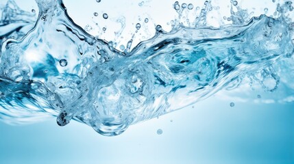 Close-up water surface with splash and air bubbles. Abstract background with dynamic effect. Illustration for cover, card, postcard, interior design or print.