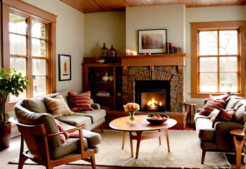 warm,comfortable,cozy living room,Generative AI