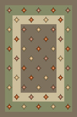 Western  Breeze Collection Rug Pattern  Beige Brown and Green