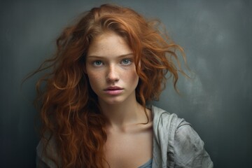 a woman with red hair and freckles
