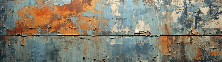Rusted and Weathered Metal Wall with Peeling Paint