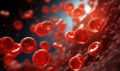 Photo human red blood cells with blood macro photography