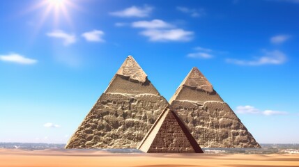 Fototapeta na wymiar 3 pyramids UHd wallpaper