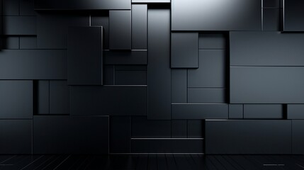 A minimalist design with a smooth black epoxy coated wall and intersecting rectangles.