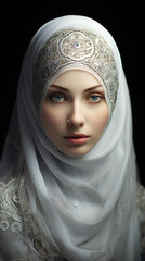 beauty Muslim woman wearing the hijab girl with white background f