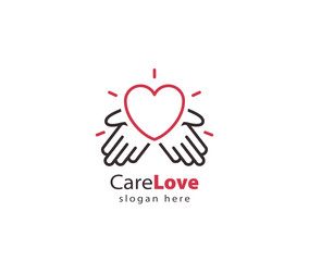 Heart in hands logo stock illustration