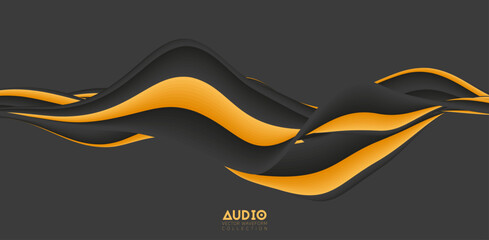 Sound wave visualiztion. 3D solid waveform. Voice sample pattern.