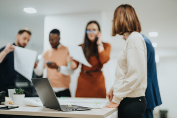 Businesspeople Collaborating on Project Coordination and Financial Planning