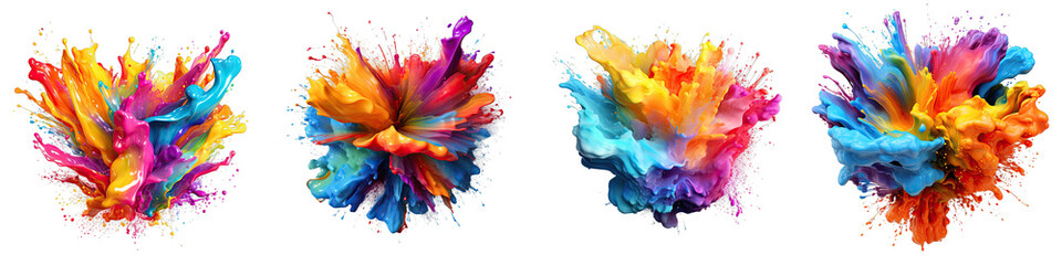 Colorful rainbow paint splash Hyperrealistic Highly Detailed Isolated On Transparent Background Png File