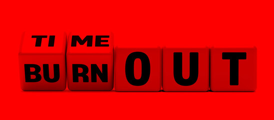 Symbol for taking a break. Dices change the expression 'burnout' to 'timeout'.