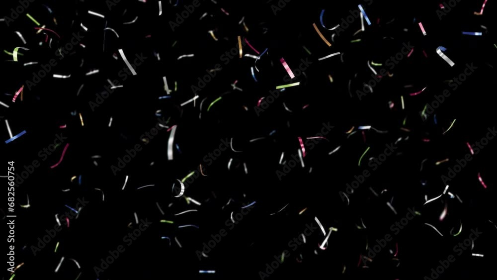 Wall mural confetti explosion. colorful falling festive particles, stripes. transparency is embedded in video. 