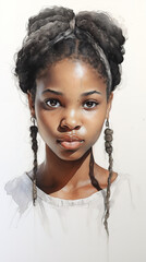 beauty young african girl with white background u
