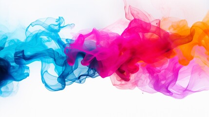 Abstract multicolored smoke on white background