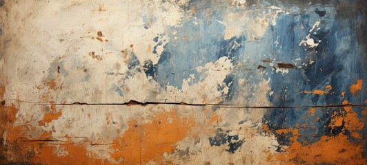 Weathered and Aged Metal Wall with Peeling Paint and Rust