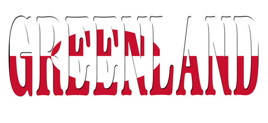 3d design illustration of the name of Greenland. Filling letters with the flag of Greenland. Transparent background. © Antonio Giordano