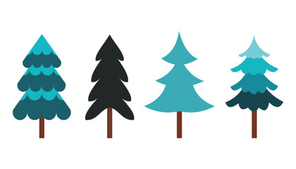 christmas pine trees icon vector illustration. Fir tree icons set. Flat illustration of fir tree vector icons for web design. Element of winter, snowy, and christmas 