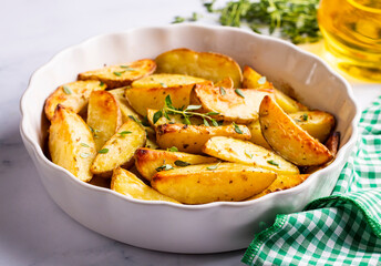 Baked spiced potatoes look delicious.