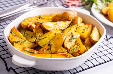 Baked spiced potatoes look delicious.