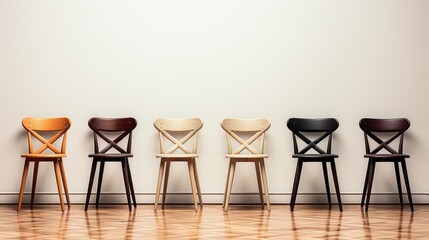 4 wooden chairs UHD wallpaper