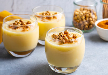 Traditional Turkish drink with roasted chickpea Boza or Bosa