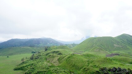 Fototapeta premium Savana Wurung Crater during the rainy season, located in Bondowoso East Java