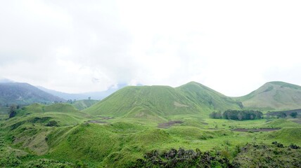 Savana Wurung Crater during the rainy season, located in Bondowoso East Java