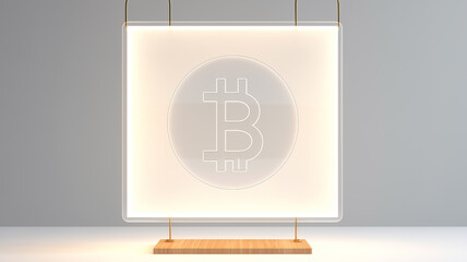 Crypto currency bitcoin symbol representation on black background. Trading and investment concept. Close up of Coin in the middle of the picture. Virtual money concept Copy Space.