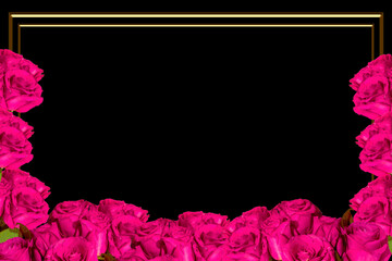 Flat Lay, postcard for death, funeral. beautiful pink roses