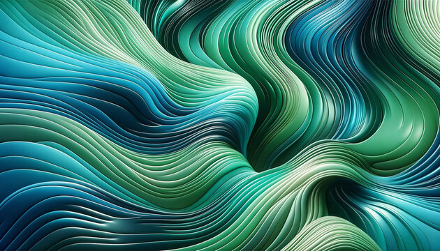 An abstract green-blue wave background in a 3:2 aspect ratio. The image features a dynamic, flowing design with smooth, wavy patterns that blend shades of green and blue.