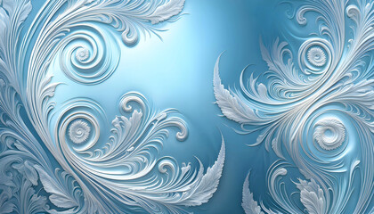 winter frosty patterns, pale blue winter blizzard background for design, Christmas theme, - obrazy, fototapety, plakaty