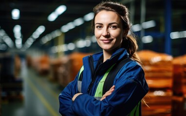 Portrait of woman factory worker