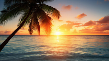 Fototapeta na wymiar Dream-like sunset on tropical resort