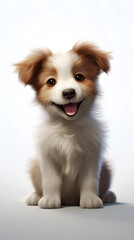 A lively puppy's, exuding pure joy and embodying the ultimate definition of man's best friend against white background
