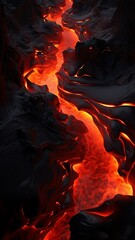 A dynamic flow of molten lava in an abstract, 3D form.