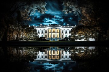 White House at Night with Stormy Skies