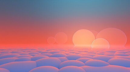An optical illusion of floating, interlocking circles in a gradient of sunset colors.
