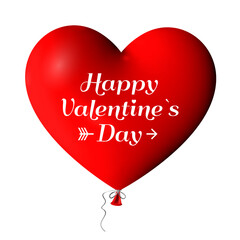 3d heart balloon with the inscription Happy Valentine's Day. PNG modern illustration isolated on a transparent background
