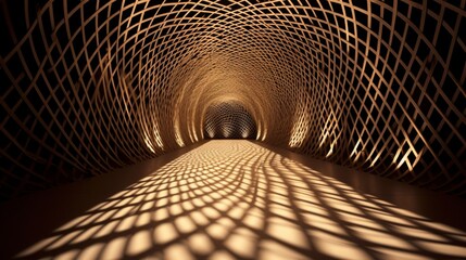 A 3D pattern of interwoven, glowing ropes, creating a mesmerizing display of light and shadow.