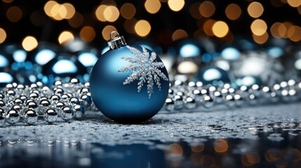 Obraz premium _Christmas_wreath_silver_and_blue_col uhd wallpaper