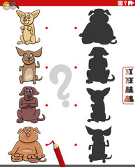 educational shadow activity with cartoon dog characters