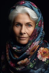 Portrait of a beautiful elderly woman with a friendly face