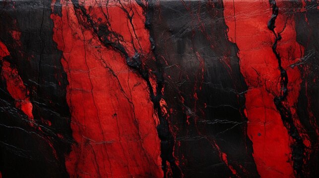 High-contrast epoxy wall texture with bold streaks of red and black.